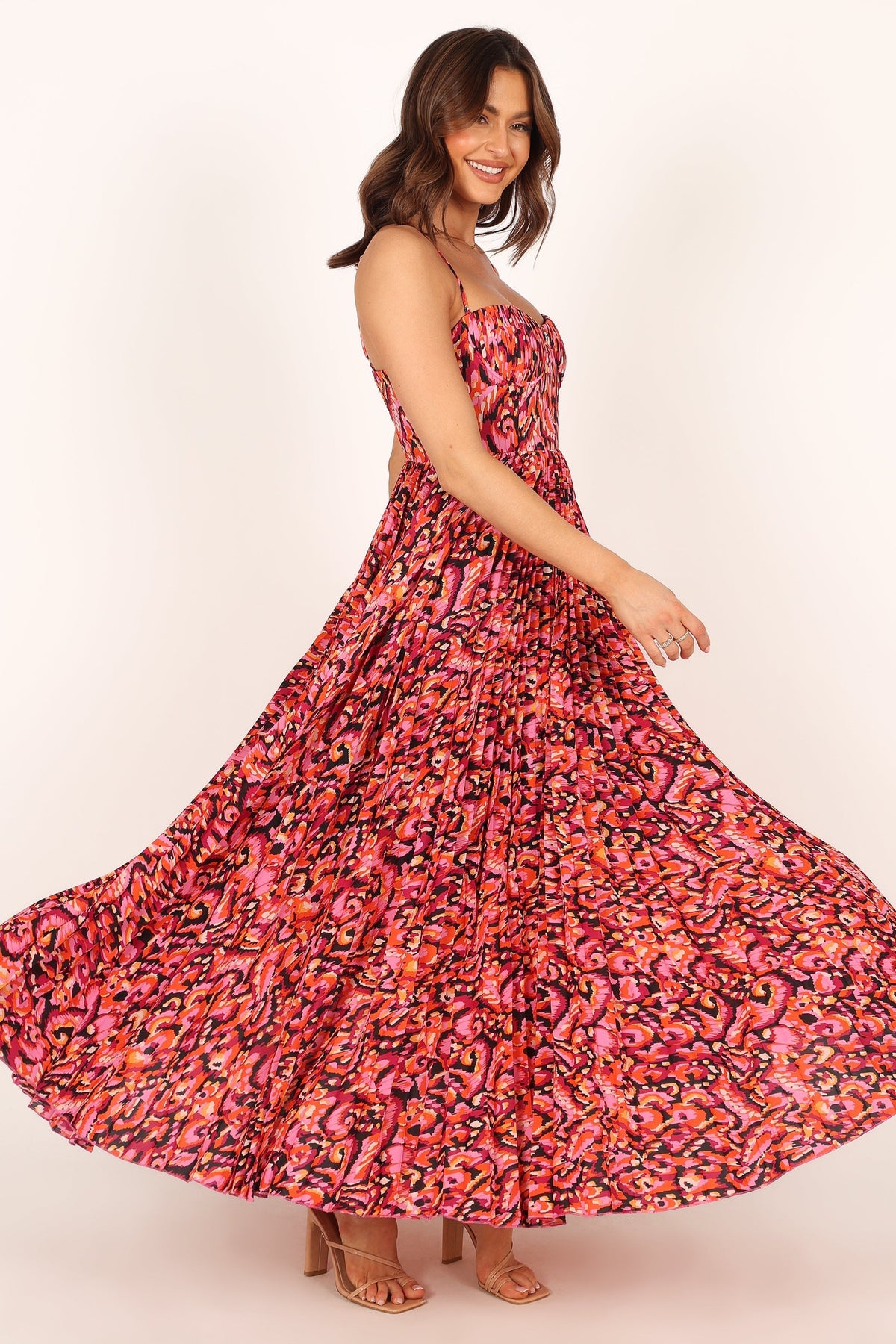 Achanti Pleated Maxi Dress in Pink Multi – view 5 of 14