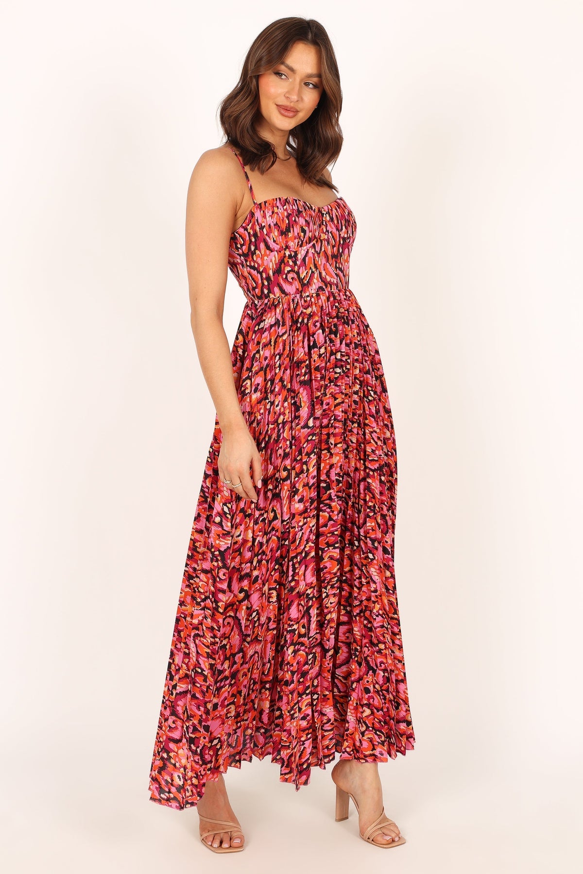 Achanti Pleated Maxi Dress in Pink Multi – view 6 of 14