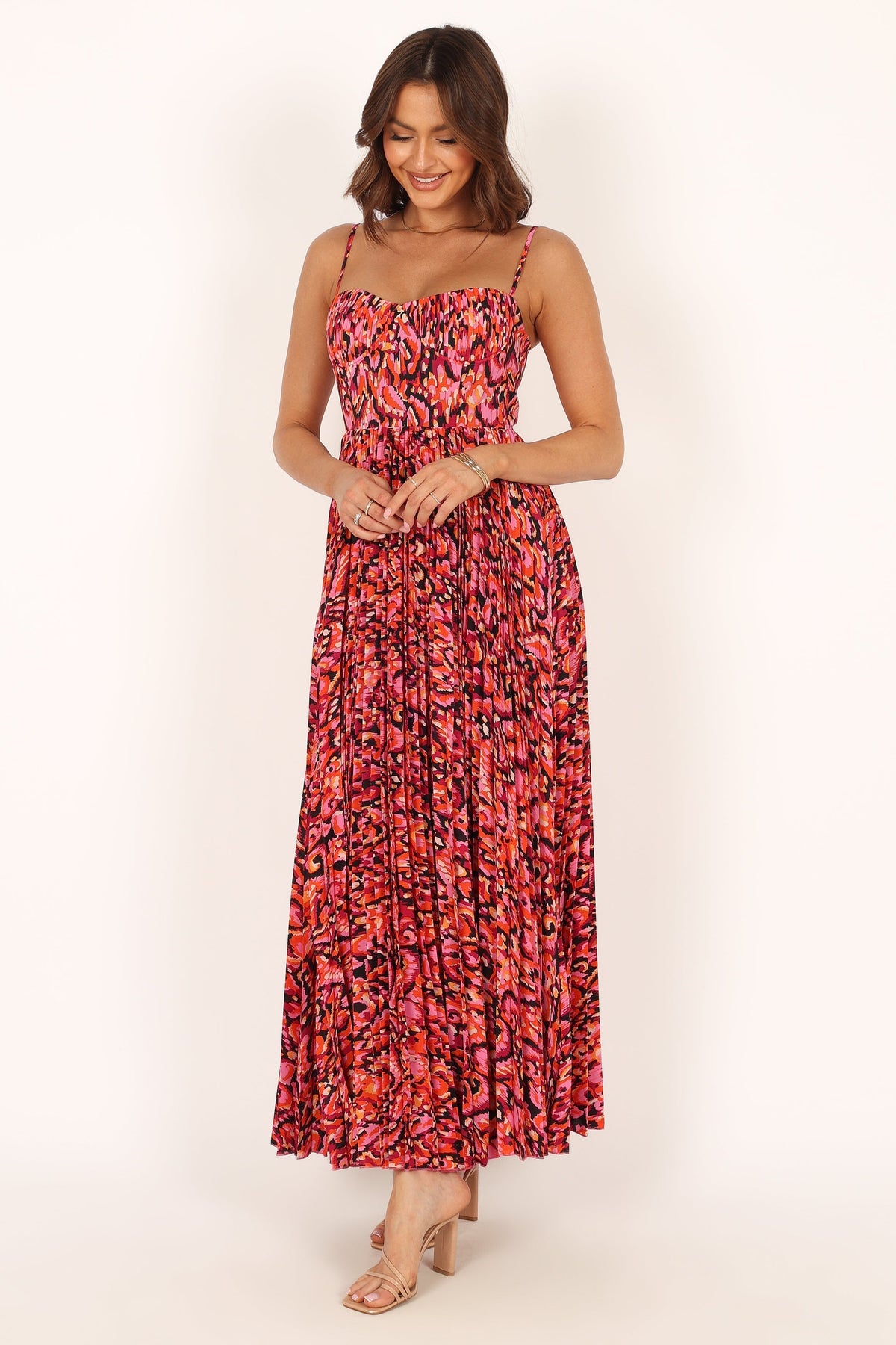 Achanti Pleated Maxi Dress in Pink Multi – view 11 of 14