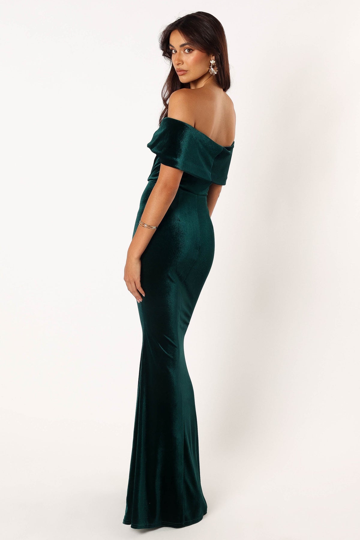 Adair Off Shoulder Maxi Dress in Emerald Green – view 5 of 11