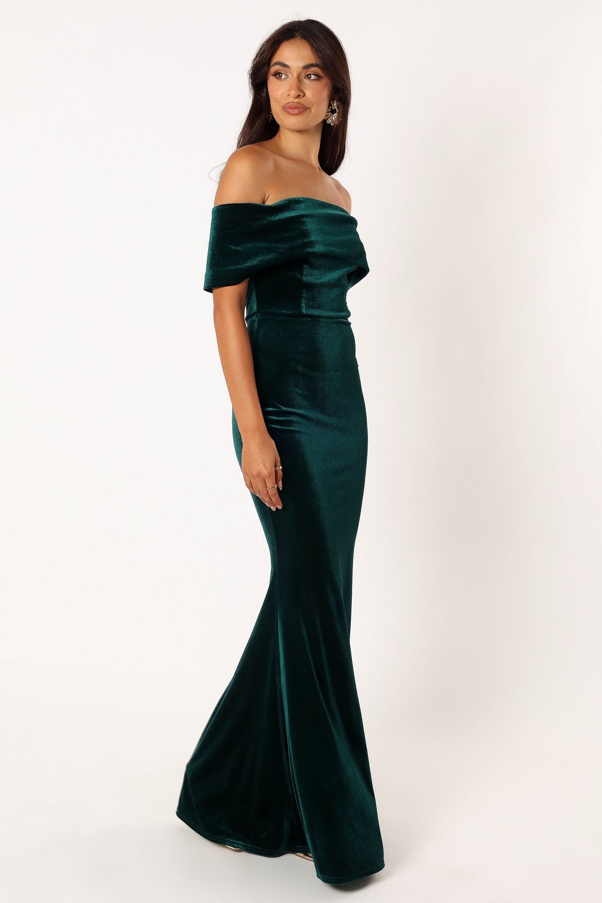 Adair Off Shoulder Maxi Dress in Emerald Green – view 8 of 11