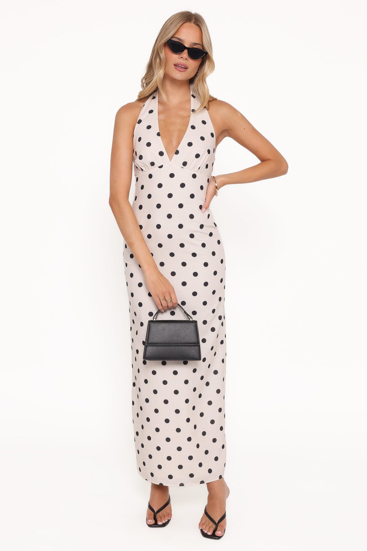 Adora Halterneck Maxi Dress in White Polka Dot – view 4 of 6