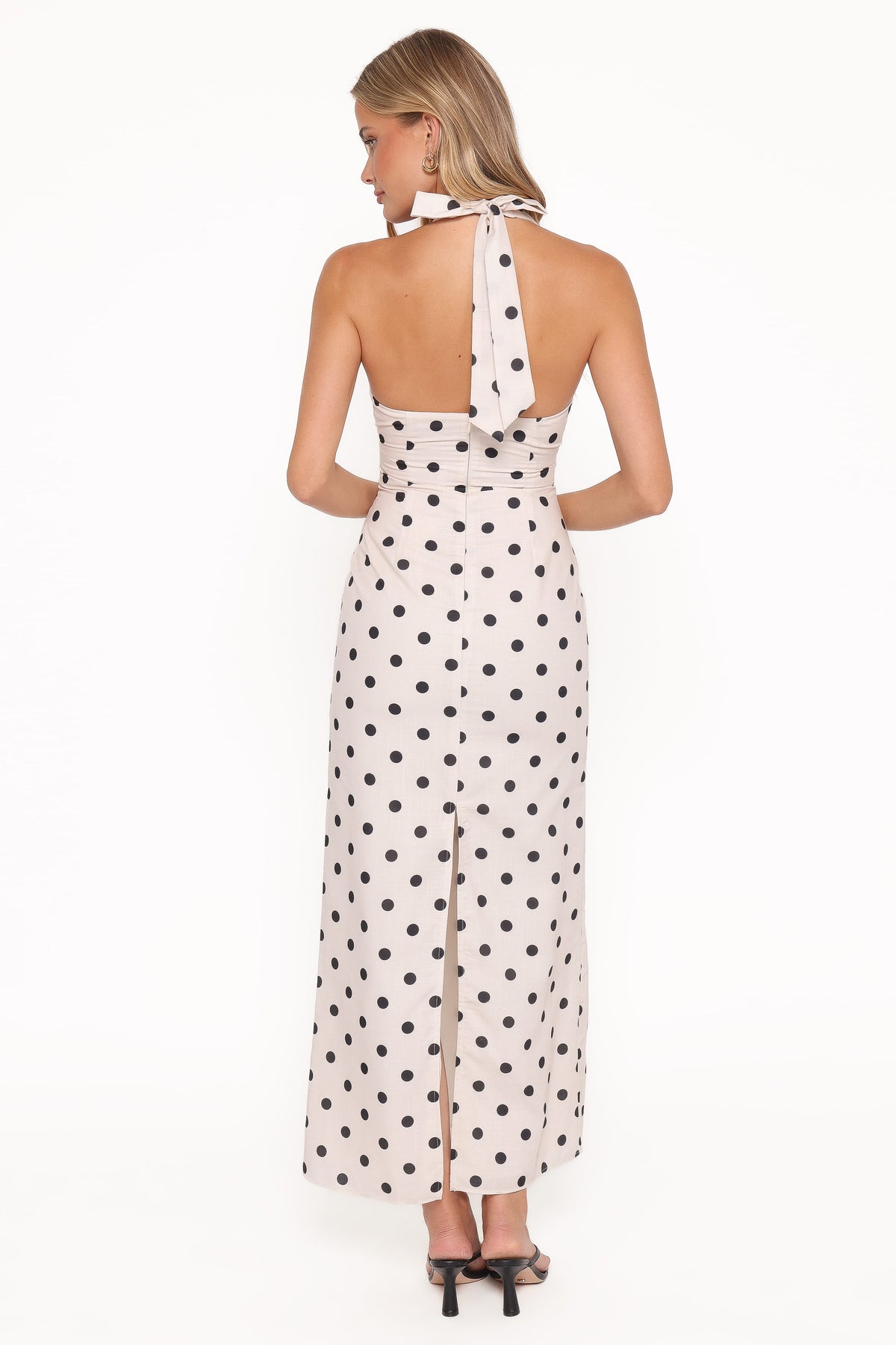 Adora Halterneck Maxi Dress in White Polka Dot – view 2 of 6