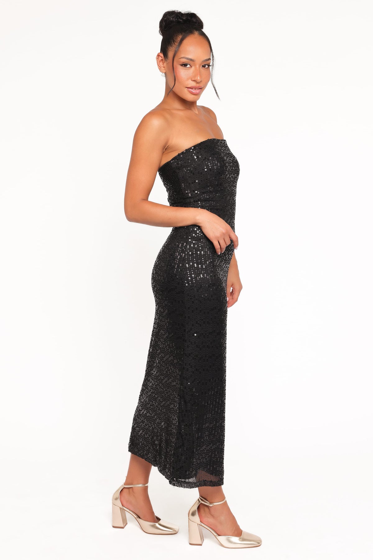 Agnes Strapless Sequin Maxi Dress in Black – view 4 of 7