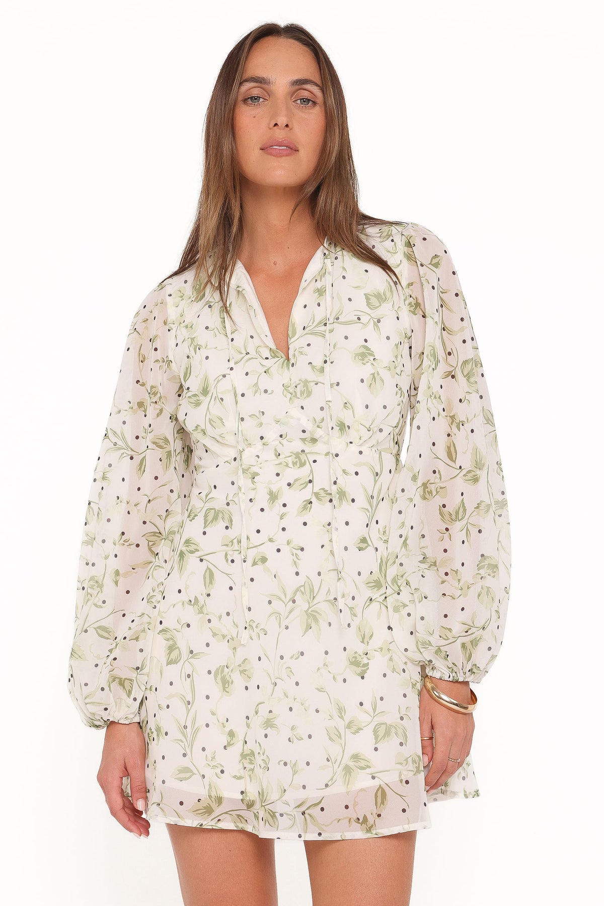 Aimee Mini Dress in Green Leaf – view 1 of 6