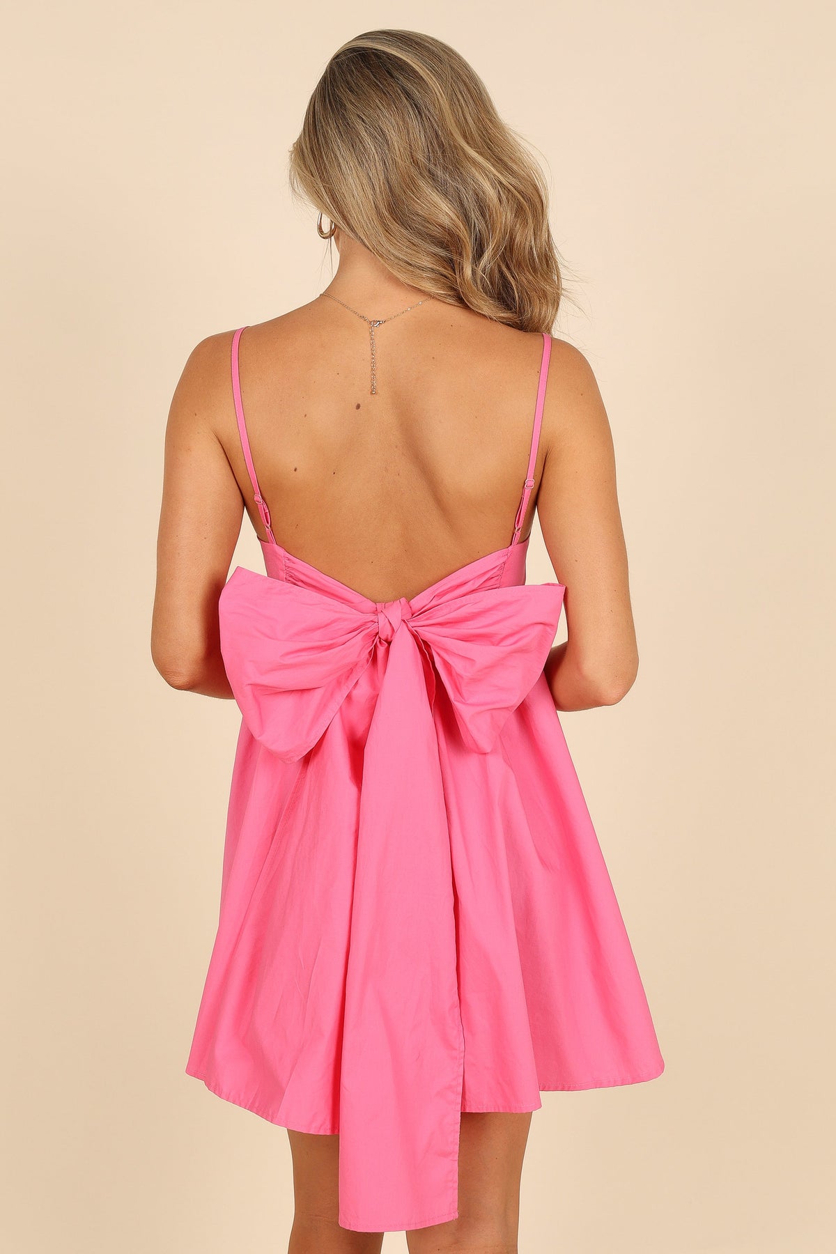 Alice Bow Back Mini Dress in Hot Pink – view 1 of 8
