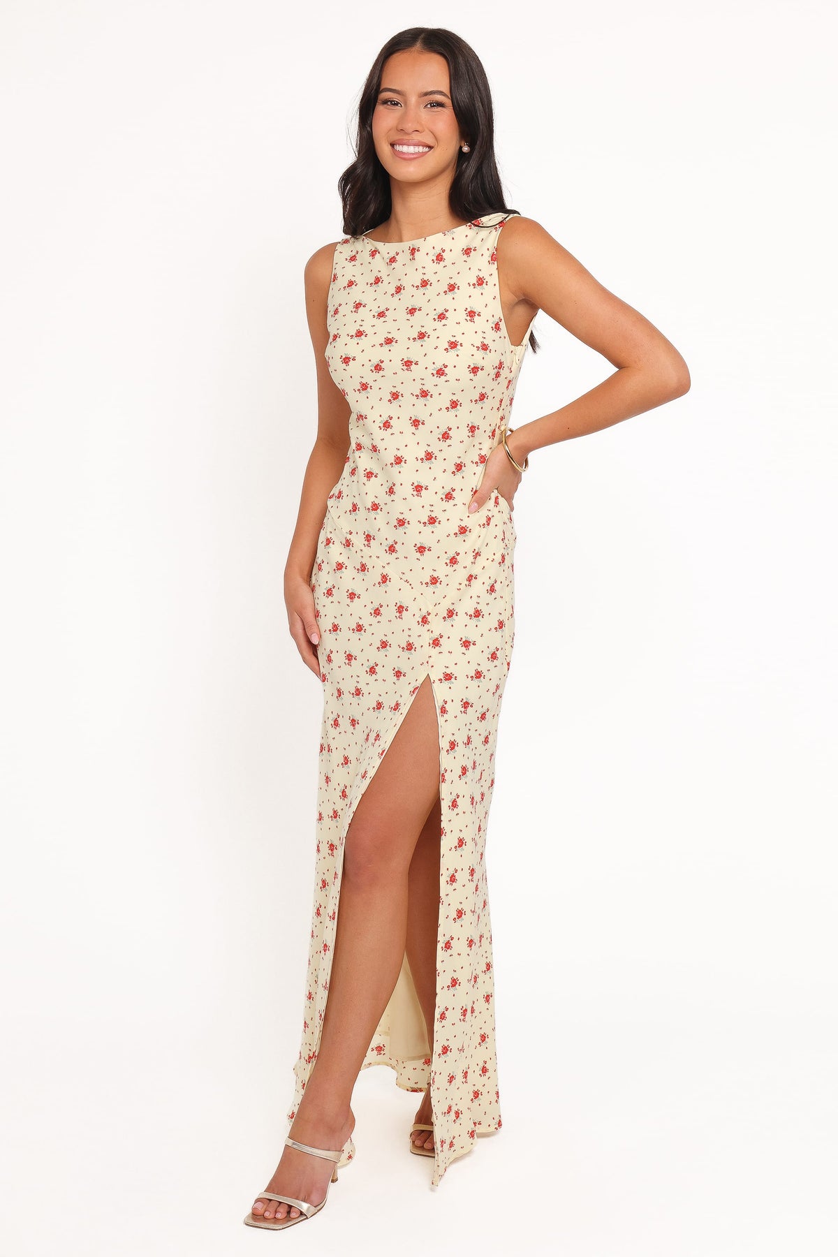 Alima Sleeveless Maxi Dress in Yellow Floral – view 4 of 8