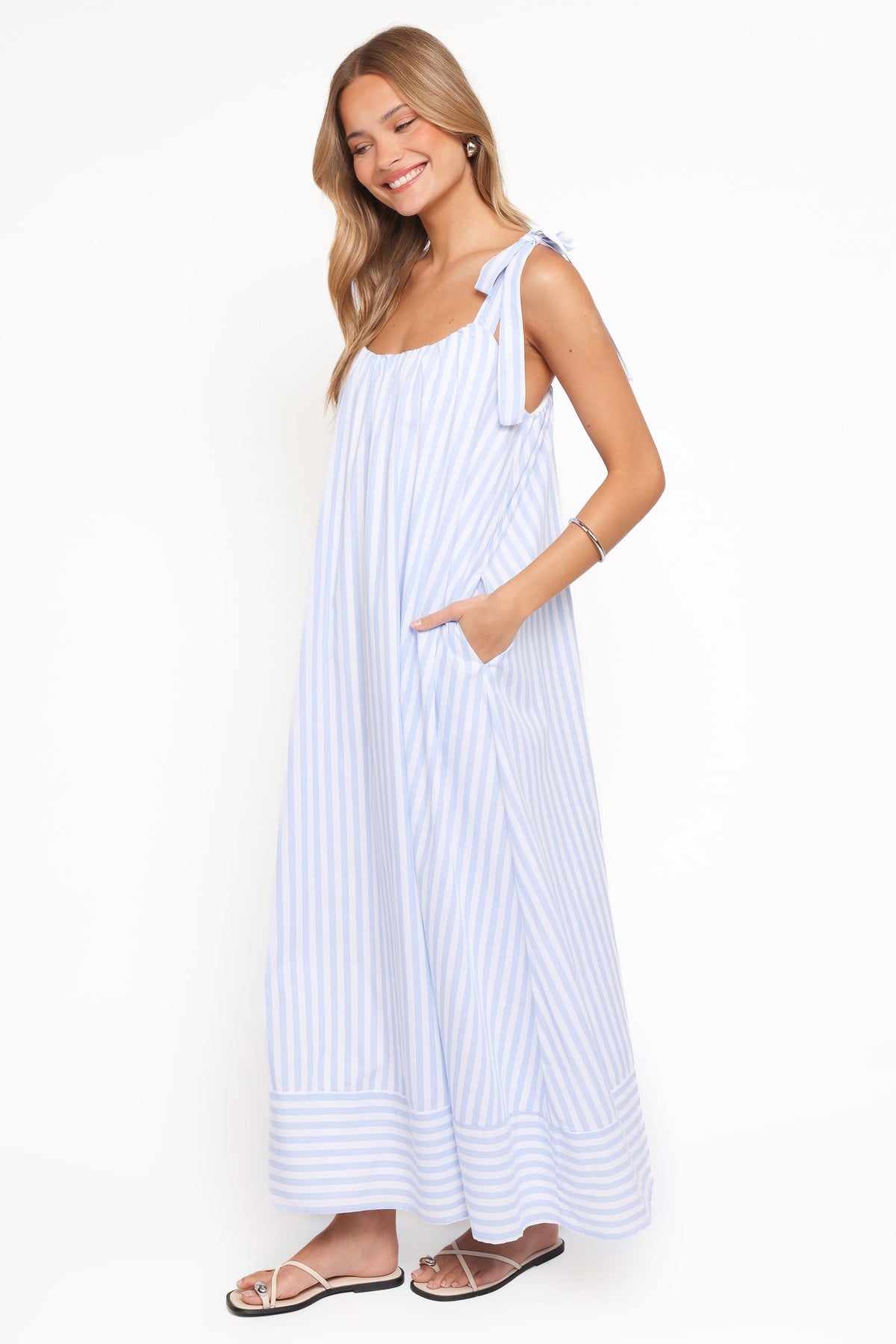Amber Maxi Dress in Pale Blue Stripe – view 3 of 6