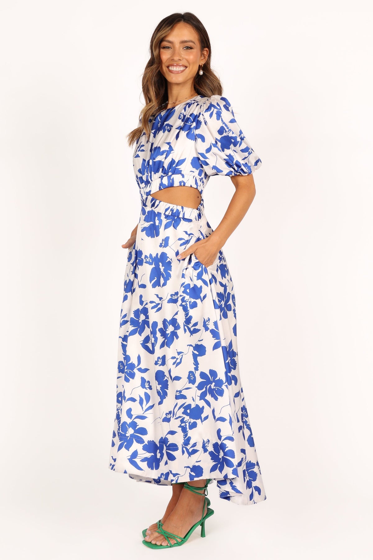 Aminah Puff Sleeve Dress in Blue Floral – view 6 of 9