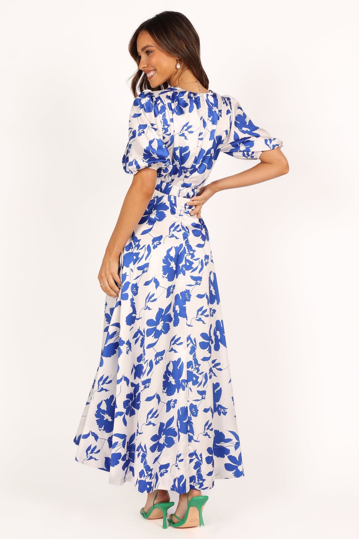 Aminah Puff Sleeve Dress in Blue Floral – view 7 of 9