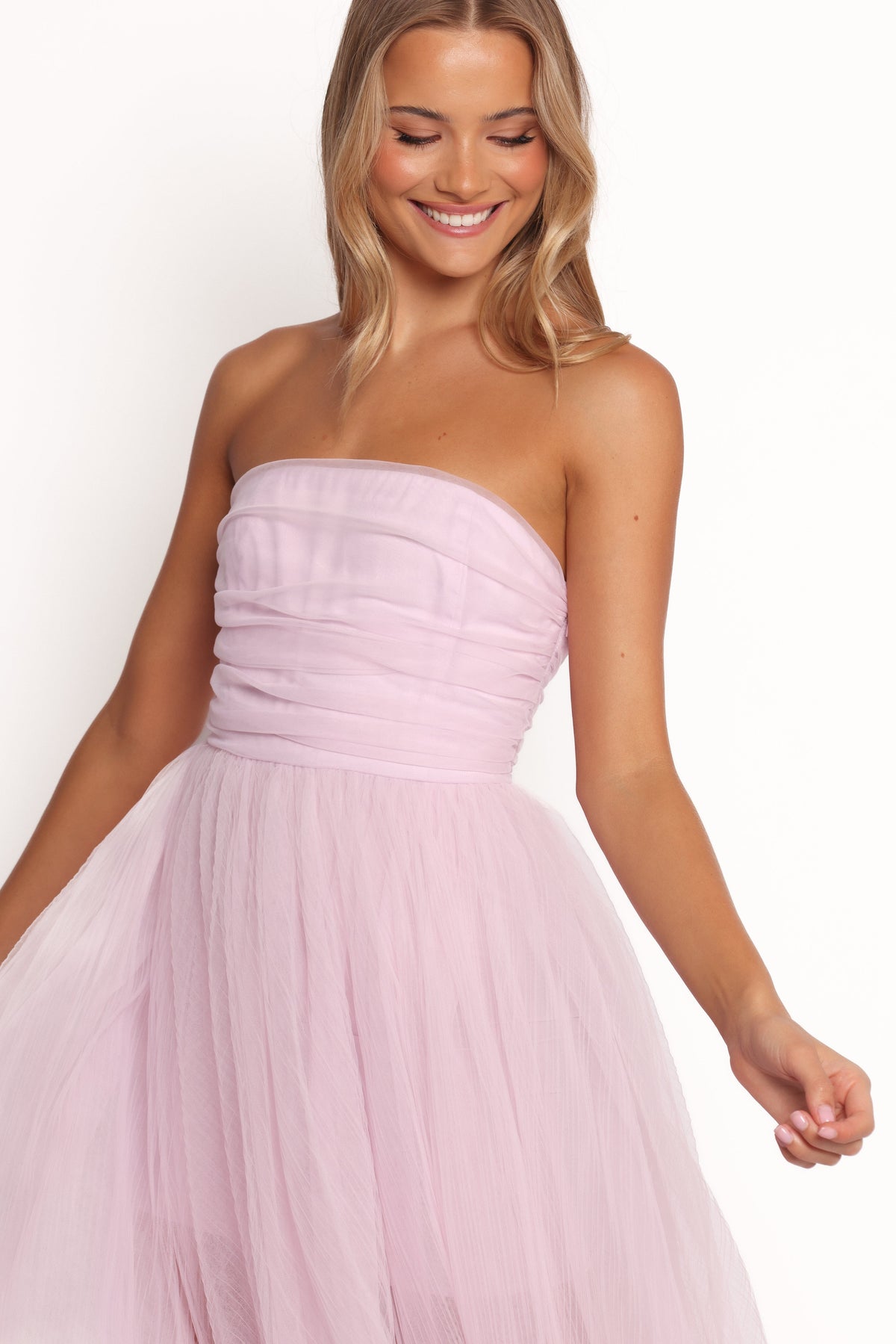 Anabella Strapless Maxi Dress in Pale Pink – view 3 of 7