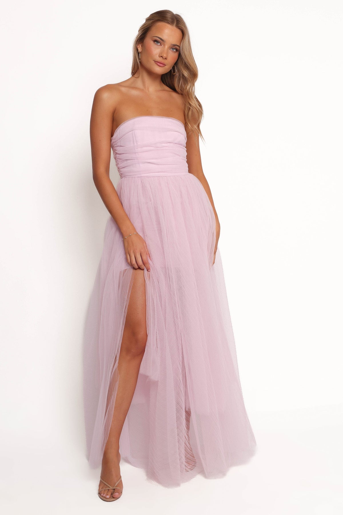 Anabella Strapless Maxi Dress in Pale Pink – view 2 of 7
