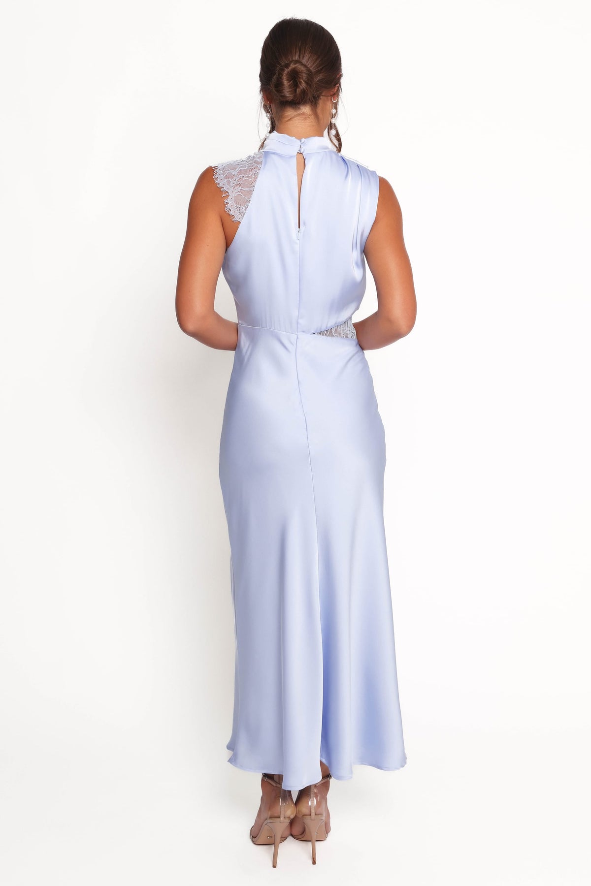 Anabelle Halter Neck Lace Maxi Dress in Baby Blue – view 5 of 9