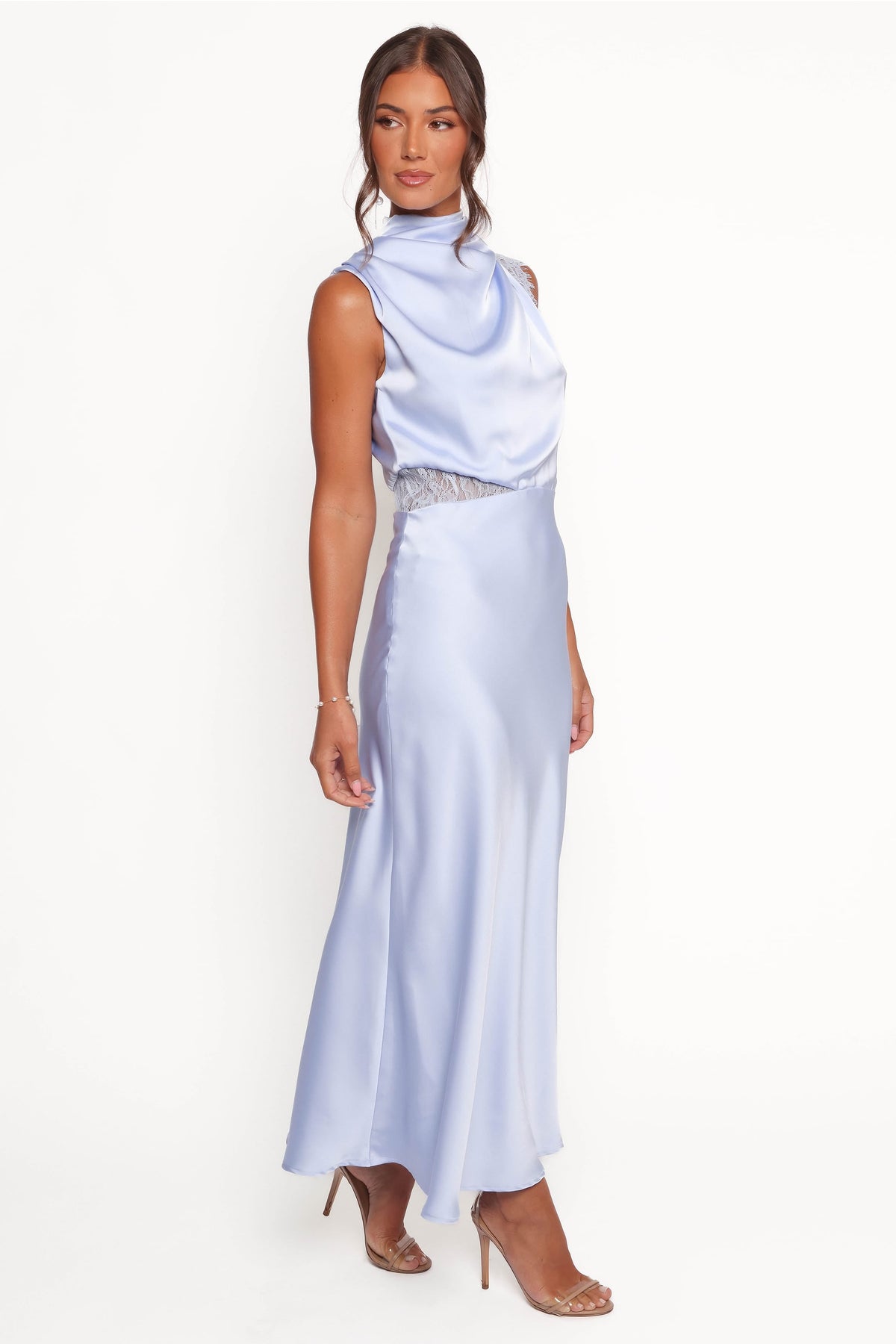 Anabelle Halter Neck Lace Maxi Dress in Baby Blue – view 6 of 9