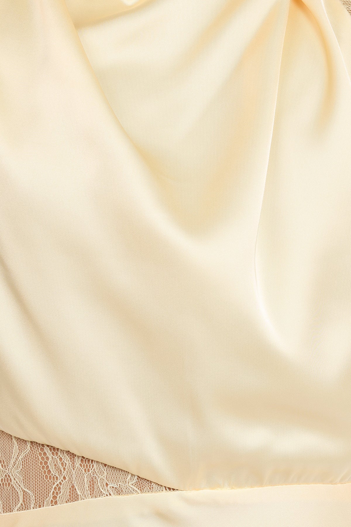 Anabelle Halter Neck Lace Maxi Dress in Butter Yellow – view 6 of 7