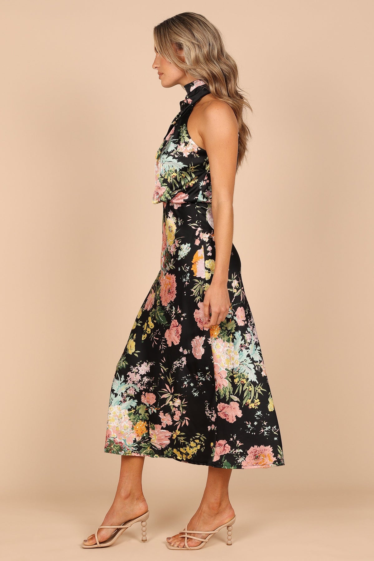 Anabelle Halter Neck Midi Dress in Black Floral – view 6 of 7