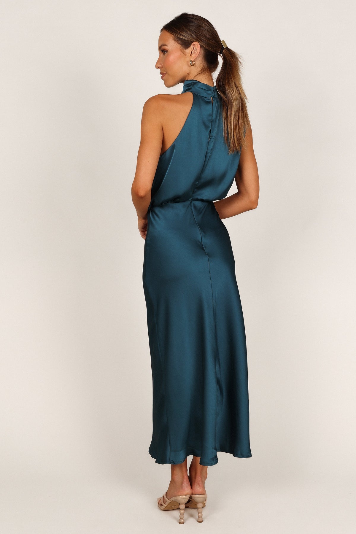 Anabelle Halter Neck Midi Dress in Teal – view 7 of 8