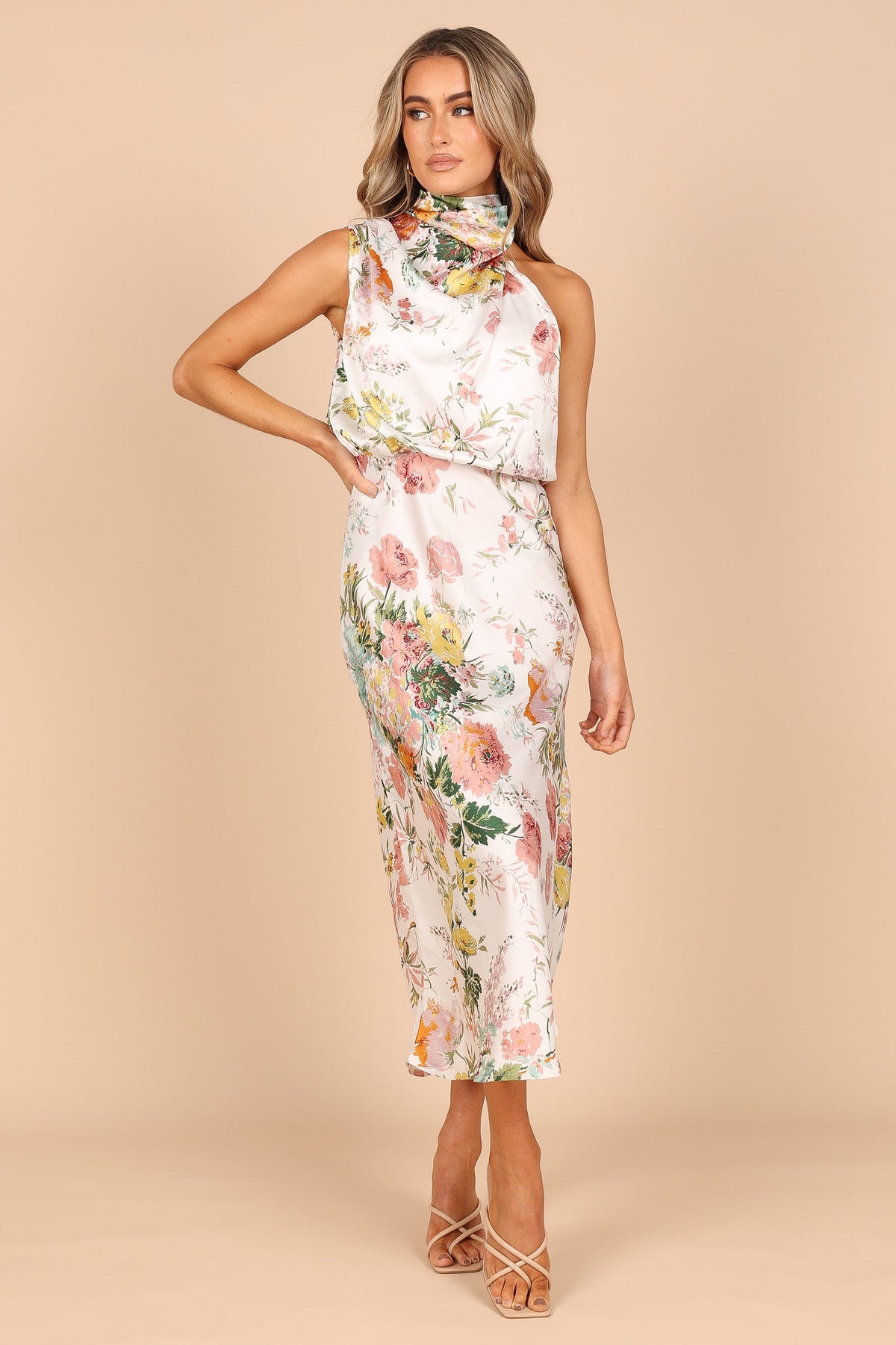 Anabelle Halter Neck Midi Dress in White Floral – view 11 of 15