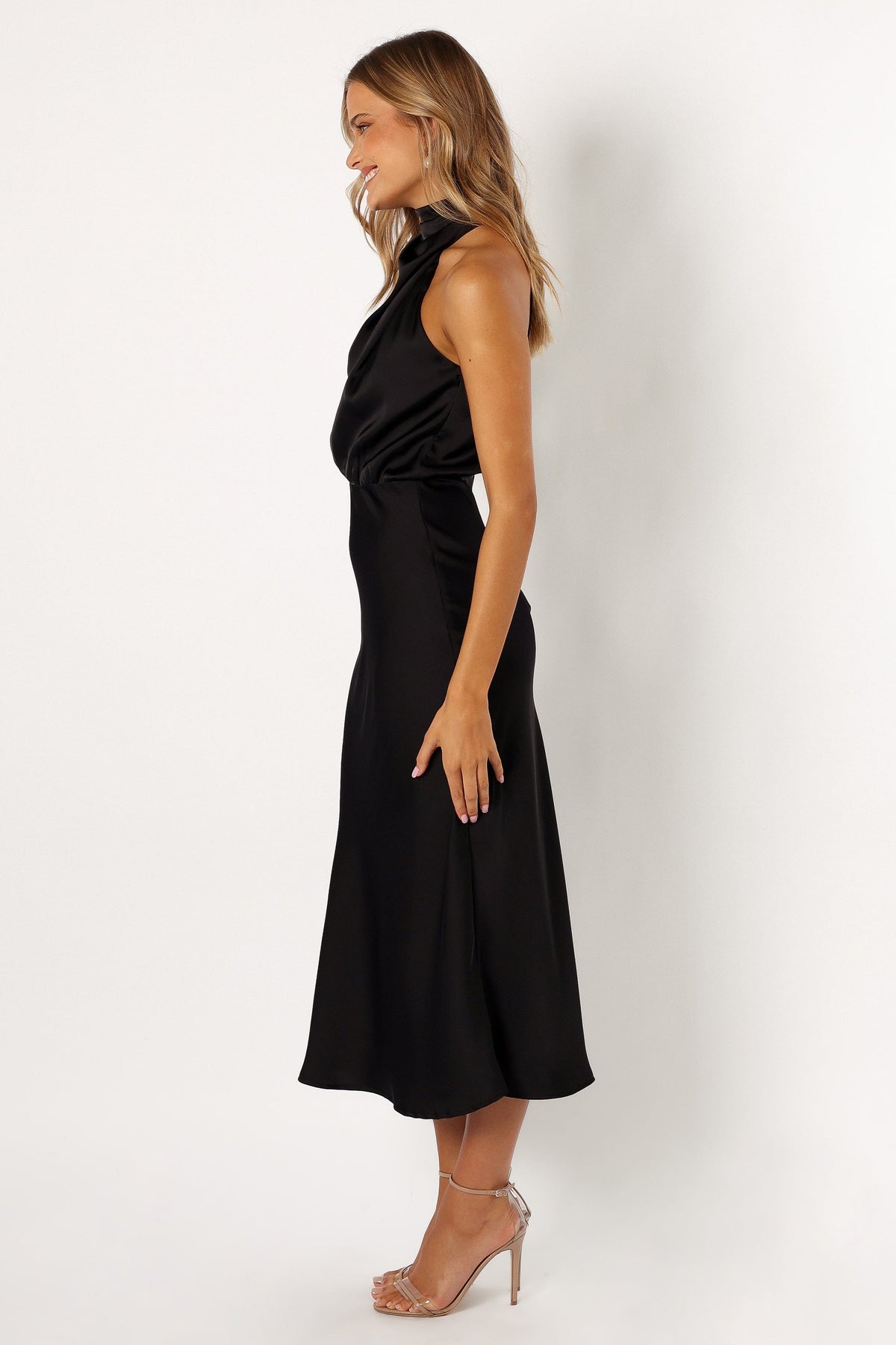 Anabelle Halter Neck Midi Dress in Black – view 4 of 7