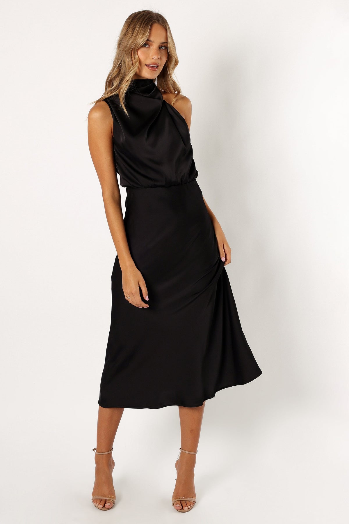 Anabelle Halter Neck Midi Dress in Black – view 3 of 7