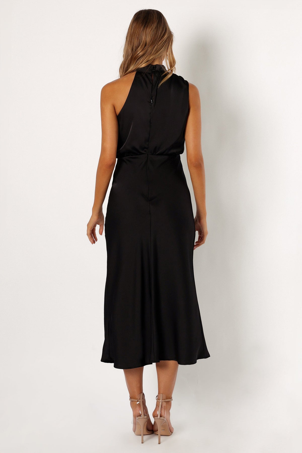 Anabelle Halter Neck Midi Dress in Black – view 5 of 7