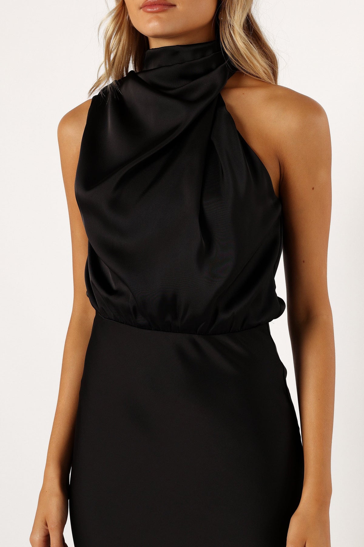 Anabelle Halter Neck Midi Dress in Black – view 6 of 7