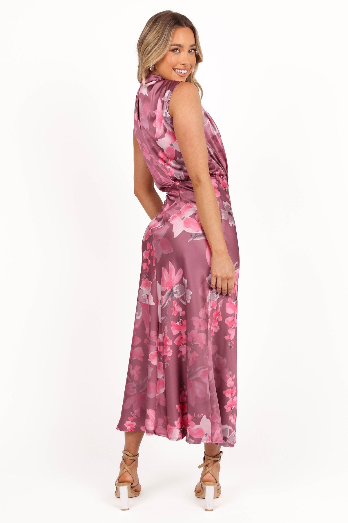 Anabelle Halter Neck Midi Dress in Dark Rose Floral – view 5 of 9