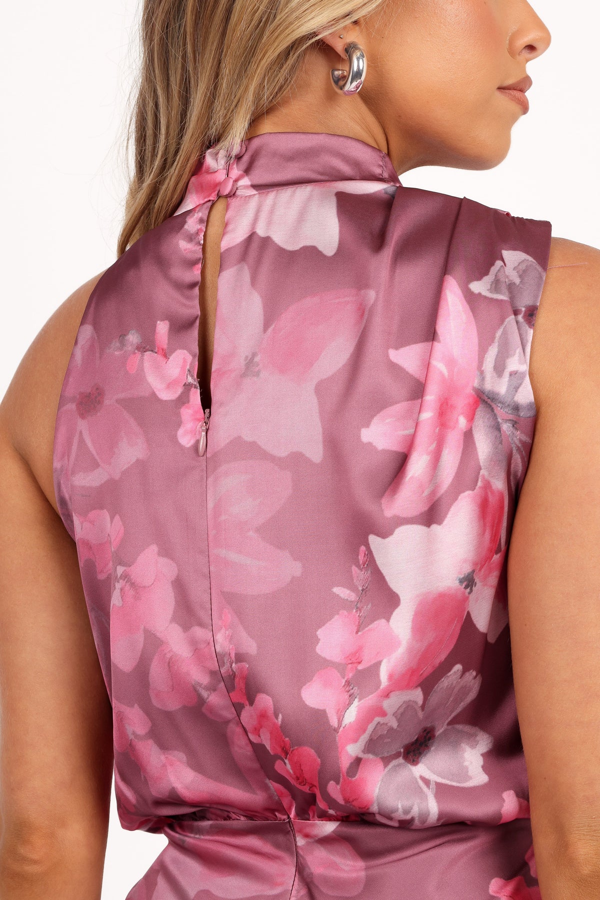 Anabelle Halter Neck Midi Dress in Dark Rose Floral – view 6 of 9