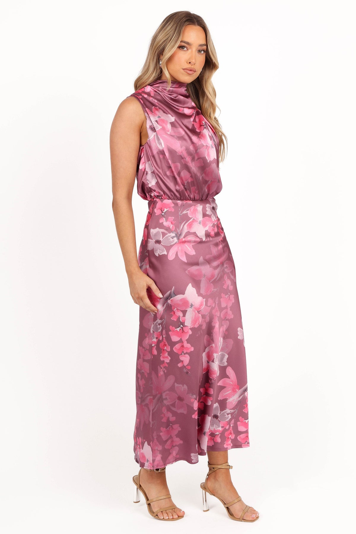 Anabelle Halter Neck Midi Dress in Dark Rose Floral – view 7 of 9