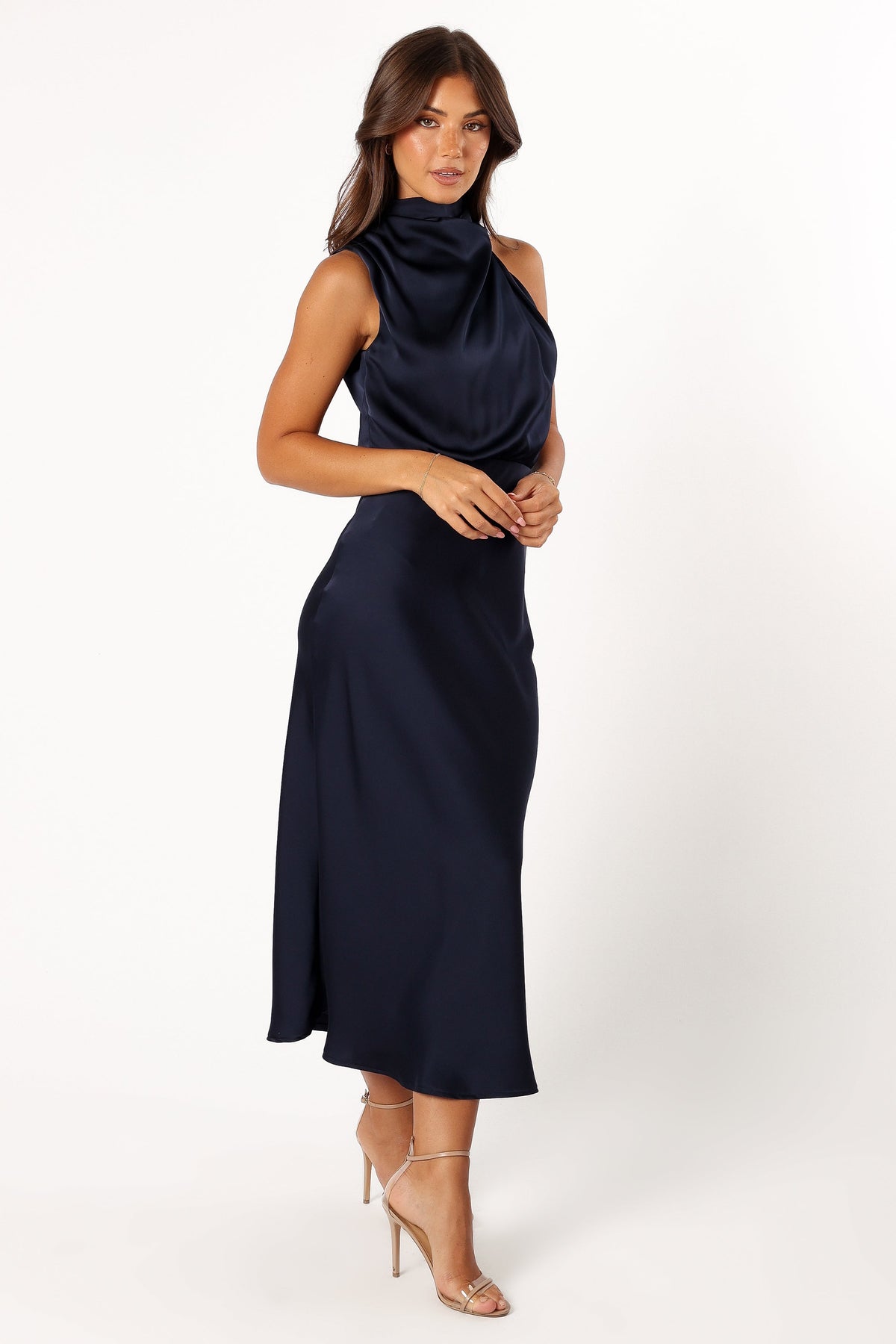Anabelle Halter Neck Midi Dress in Navy – view 5 of 9