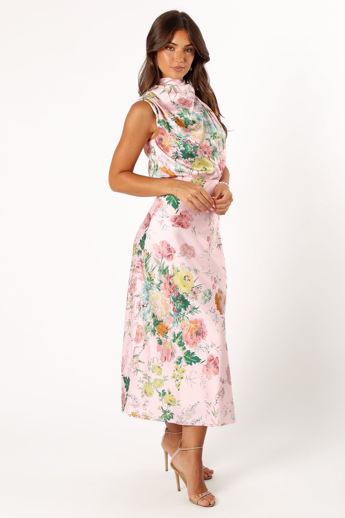 Anabelle Halter Neck Midi Dress in Pink Floral – view 9 of 10