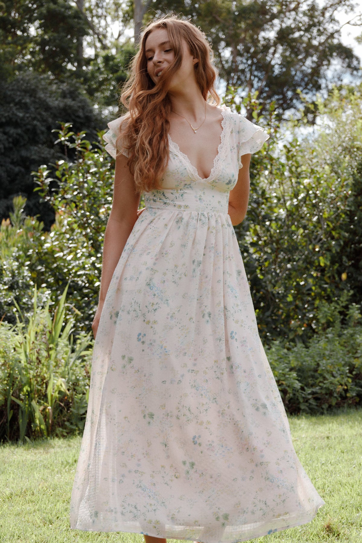 Angelica Midi Dress in Pastel Pink Floral – view 1 of 7
