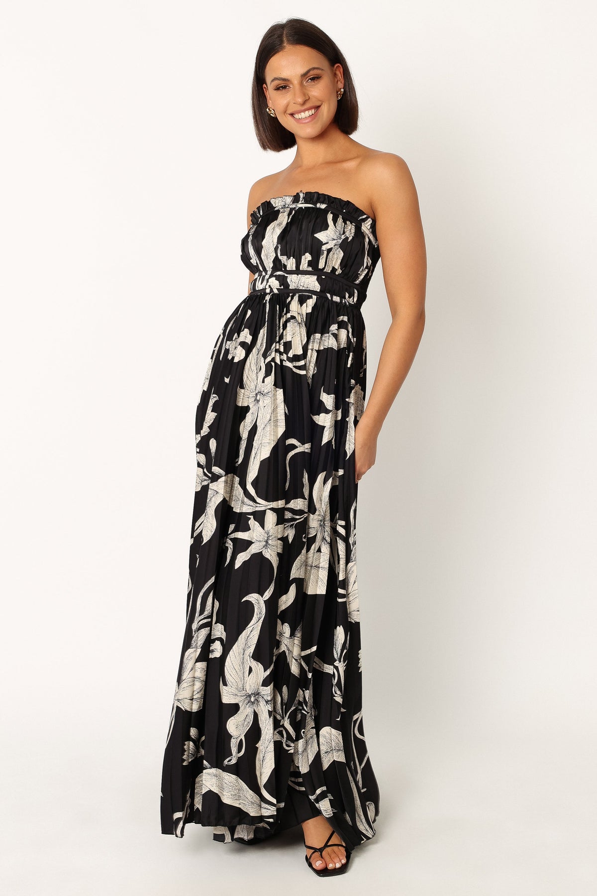 Angelique Strapless Maxi Dress in Black Floral – view 3 of 7