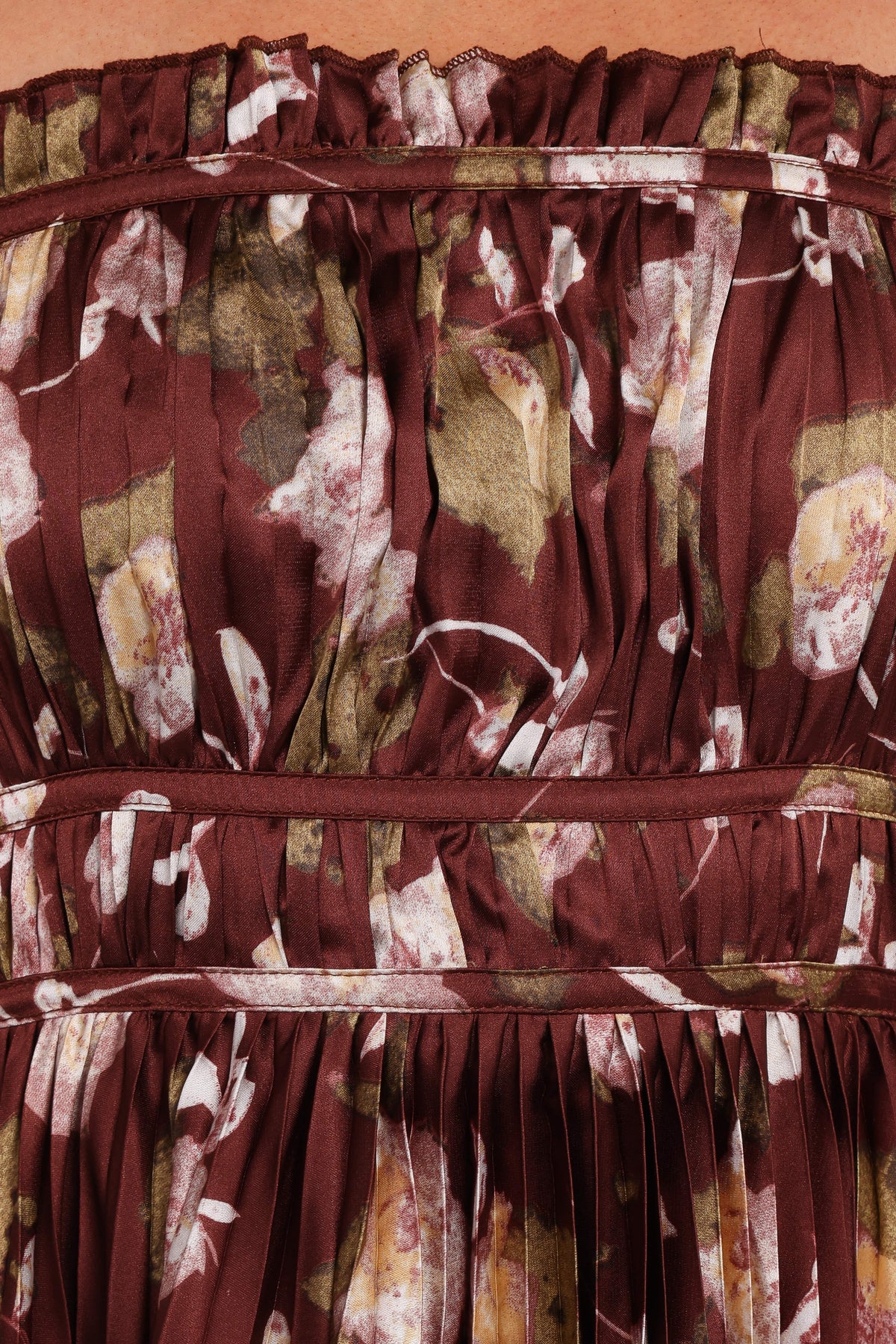 Angelique Strapless Maxi Dress in Brown Floral – view 7 of 8