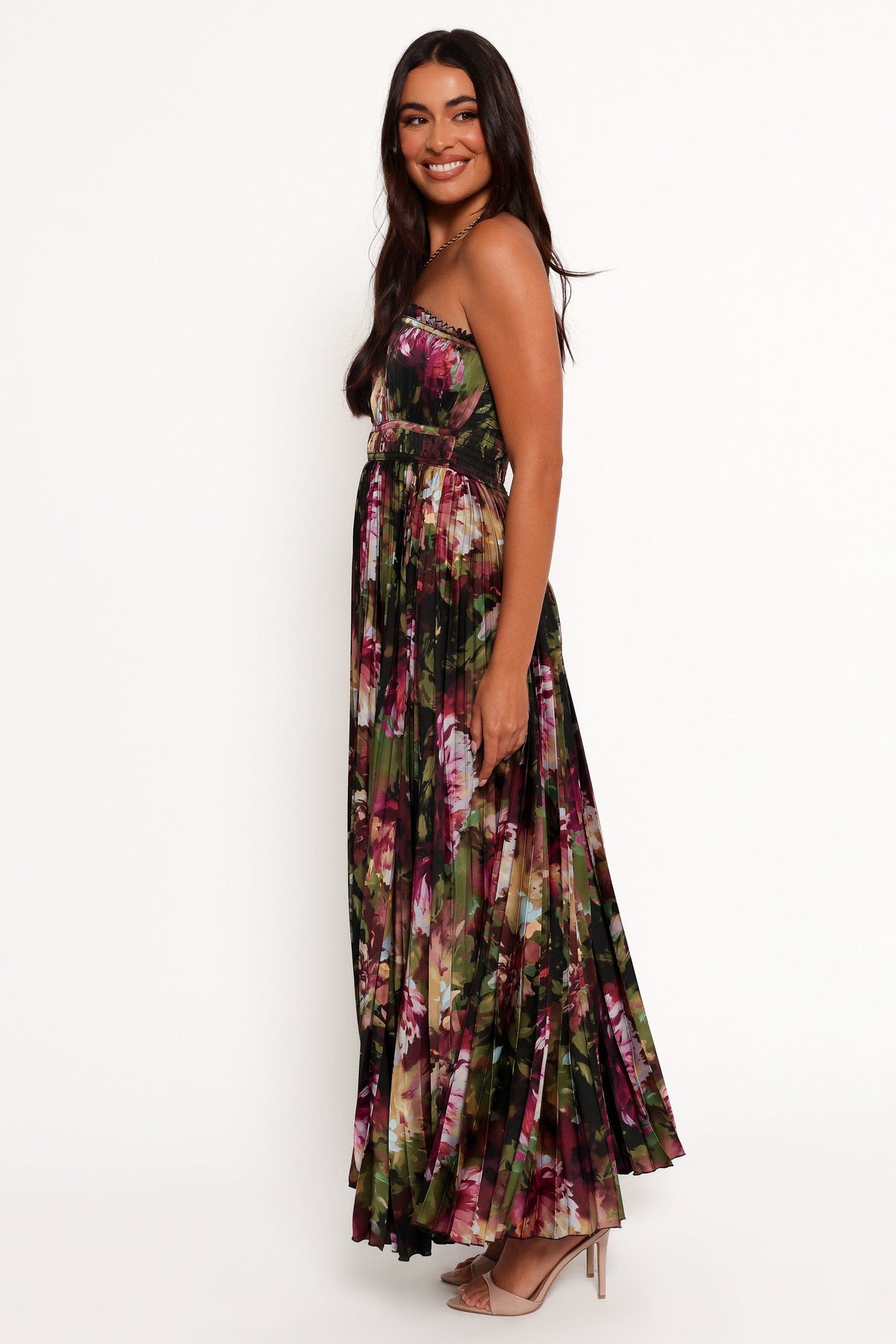 Angelique Strapless Maxi Dress in Grey Blurred Floral – view 4 of 7