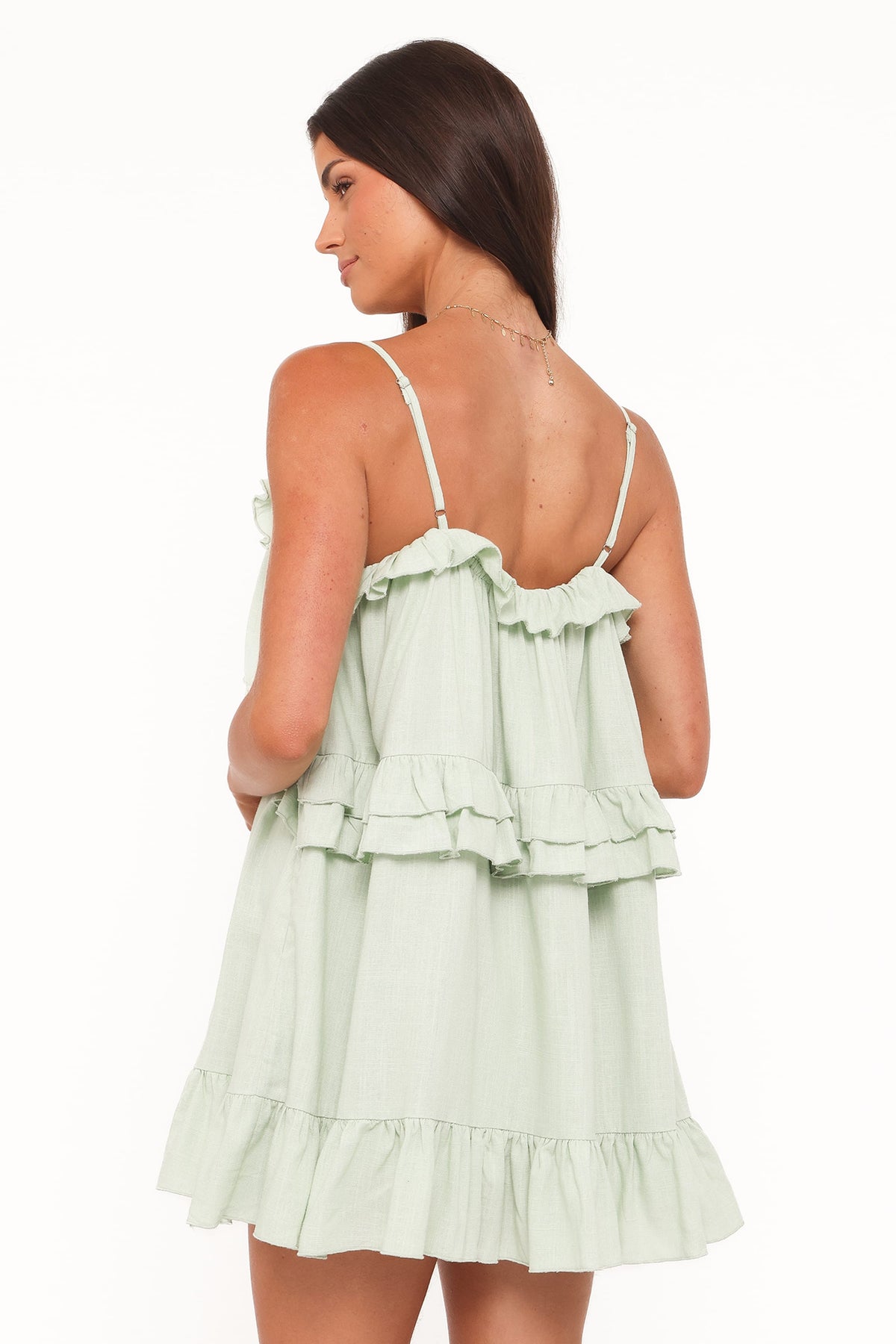 Angie Ruffle Mini Dress in Jade – view 5 of 8