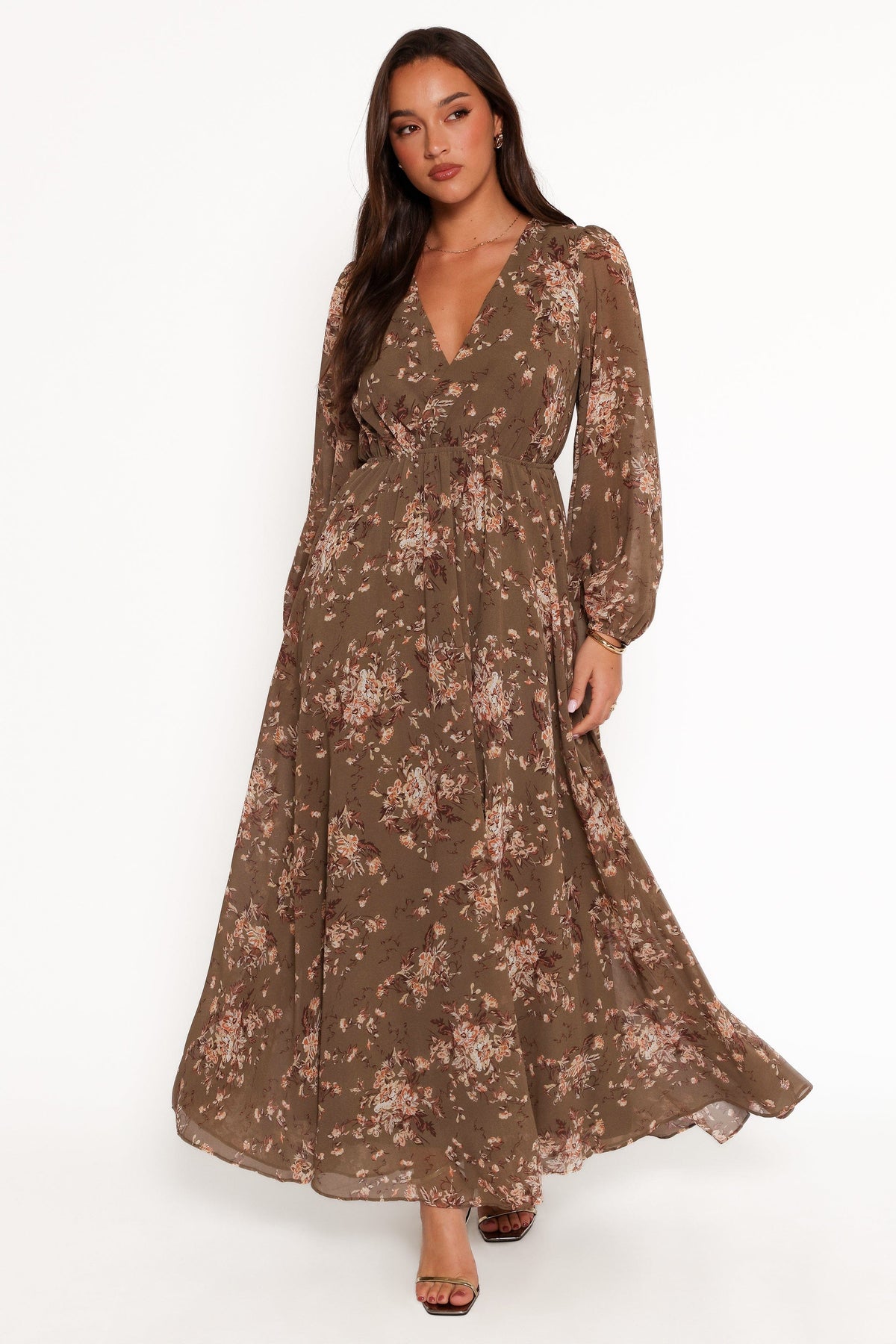 Anisa Maxi Dress in Olive Floral – view 3 of 9