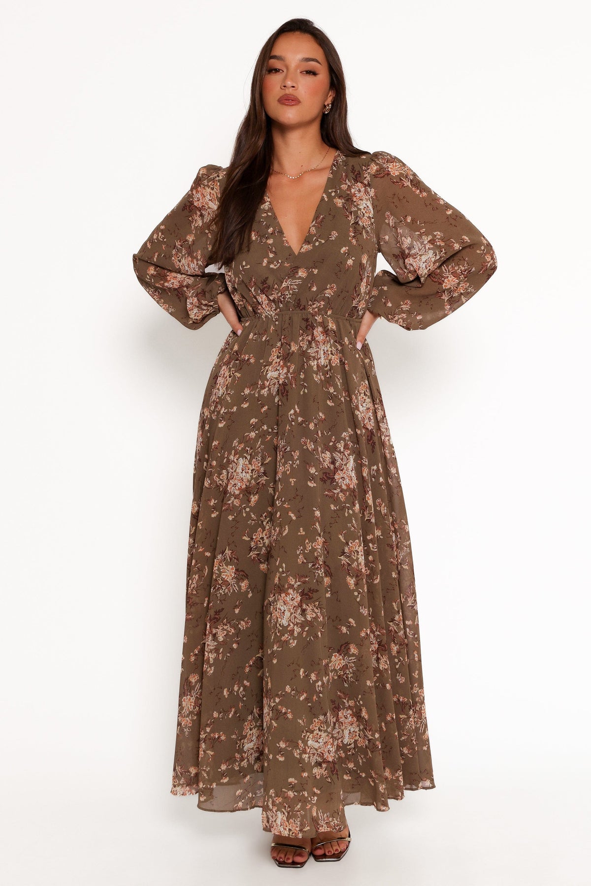 Anisa Maxi Dress in Olive Floral – view 8 of 9