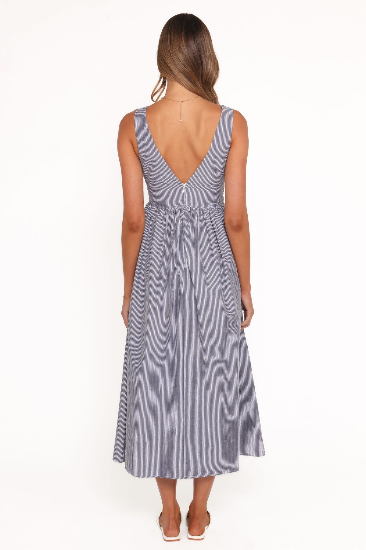 Annora Midi Dress in Navy Pinstripe – view 5 of 8
