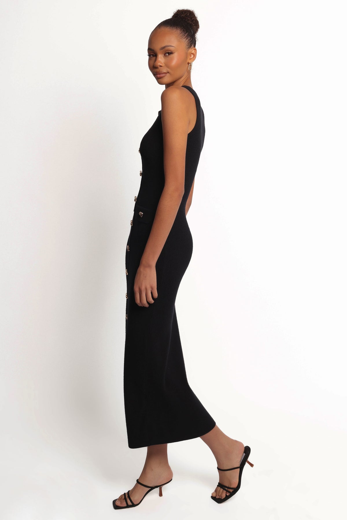 Aspen Button Up Knit Dress in Black – view 3 of 7