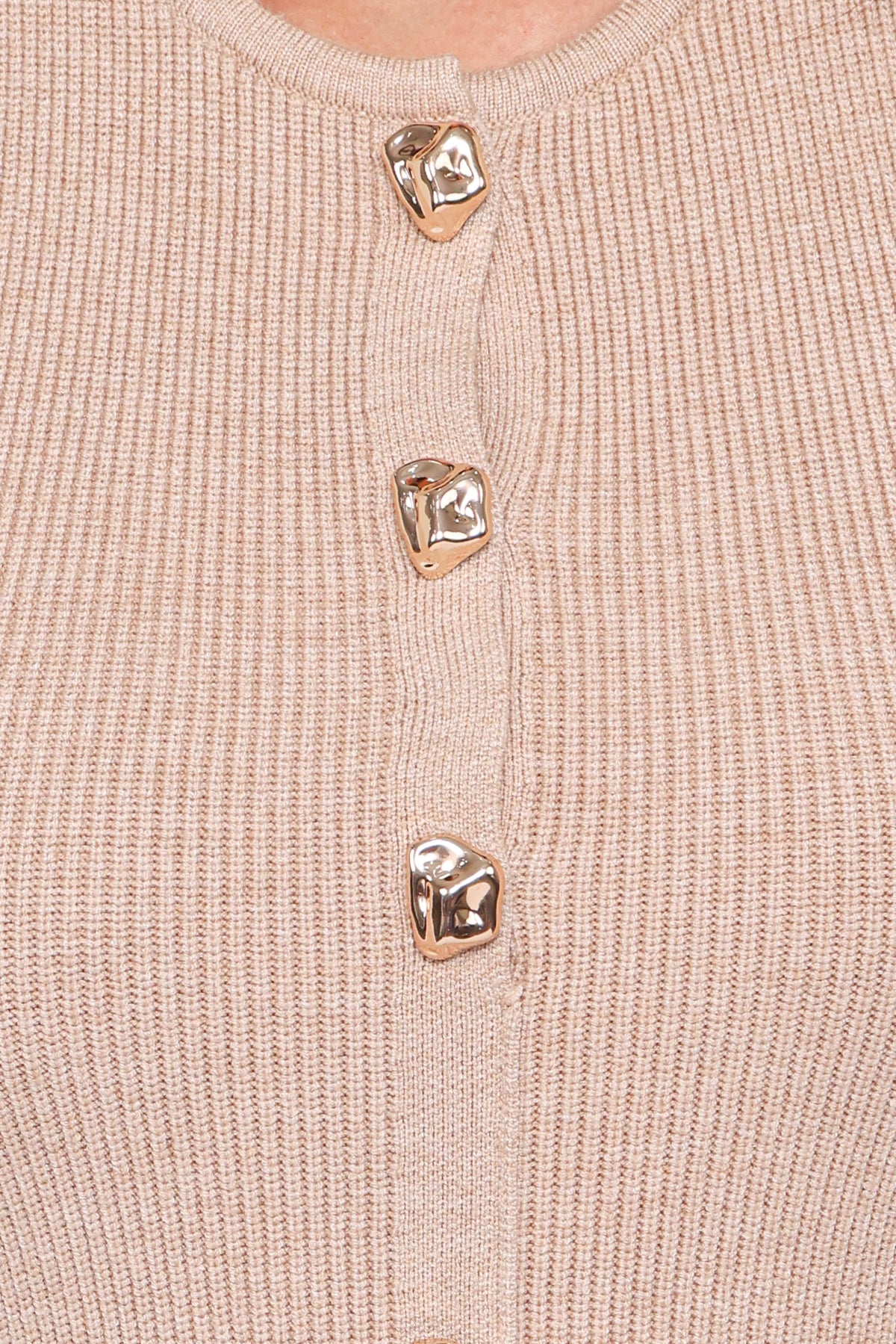 Aspen Button Up Knit Dress in Oatmeal – view 5 of 5