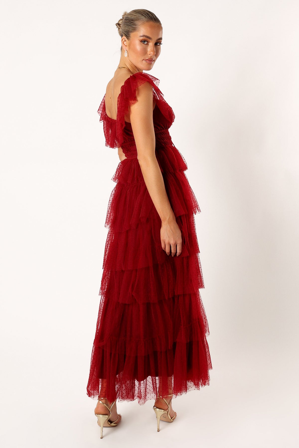 Belle Maxi Dress in Burgundy – view 3 of 9