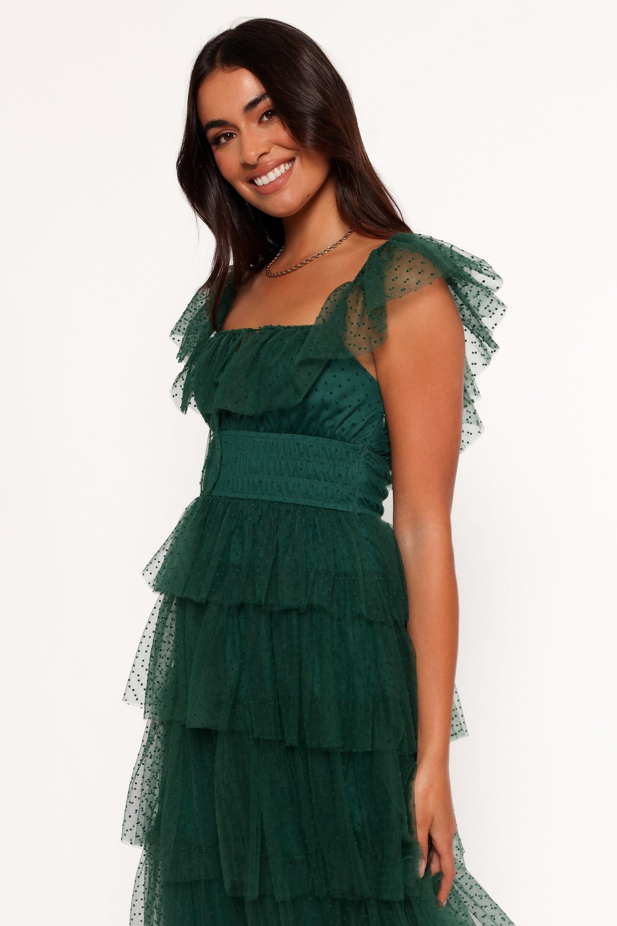 Belle Maxi Dress in Hunter Green – view 3 of 8