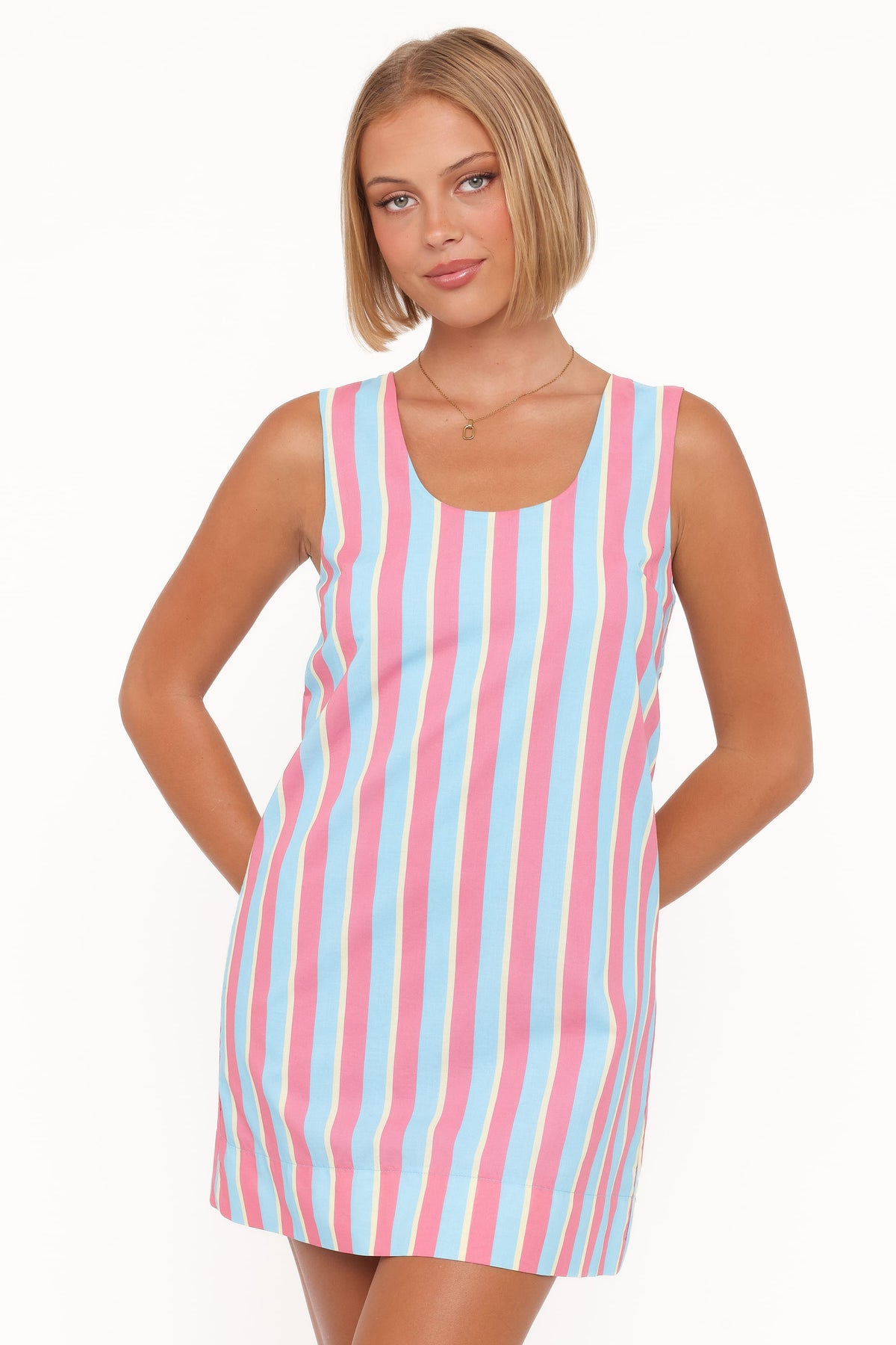 Benito Mini Dress in Aqua Pink Stripe – view 1 of 6