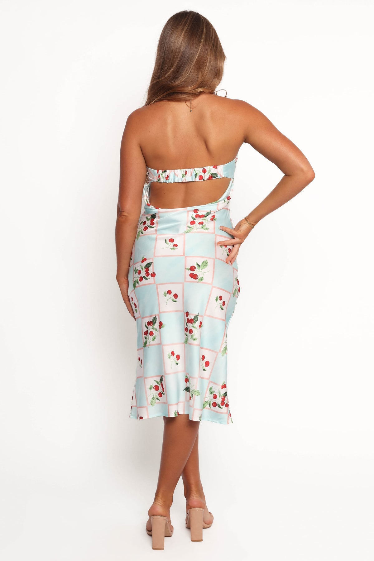 Benton Strapless Midi Dress in Cherry Print – view 3 of 7