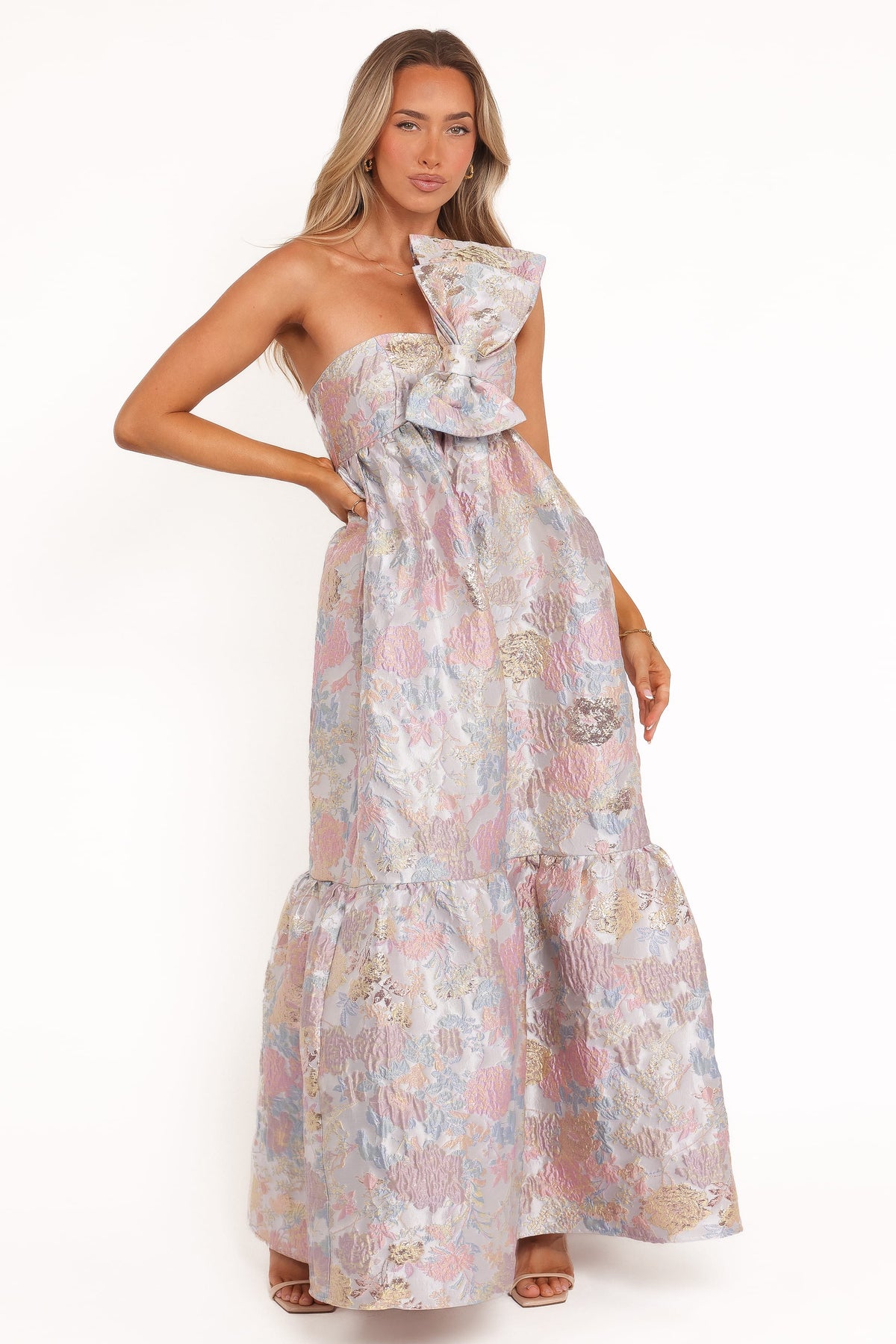 Betina Bow Front Maxi Dress in Pale Blue Floral – view 5 of 7