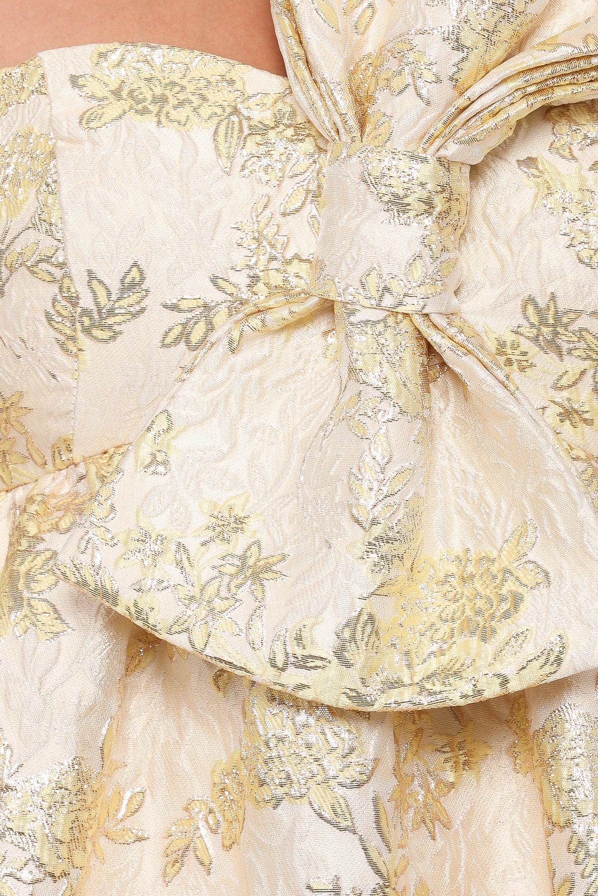 Betina Bow Front Maxi Dress in Yellow Brocade – view 6 of 7