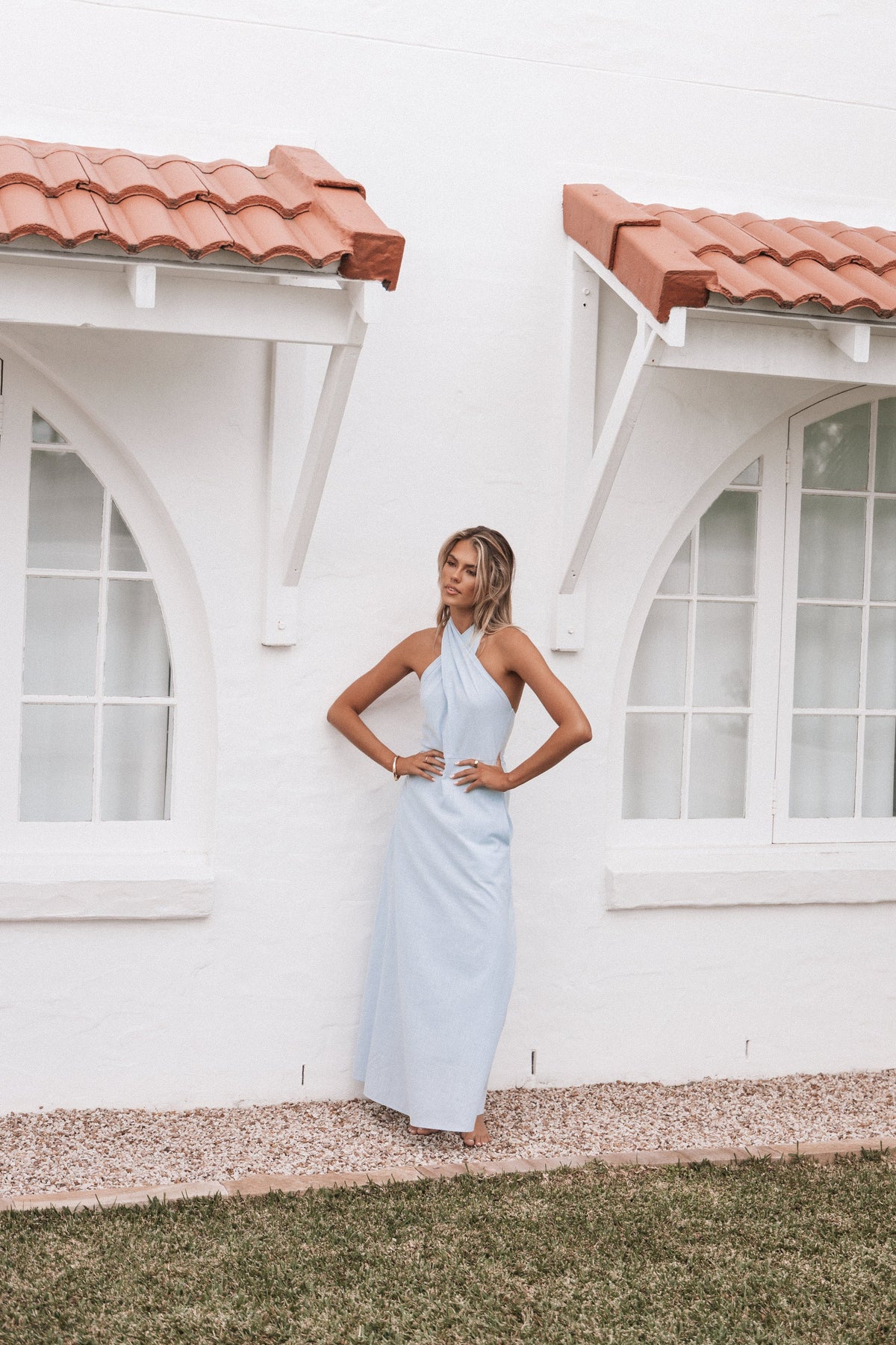 Betsy Halterneck Maxi Dress in Pale Blue – view 9 of 9