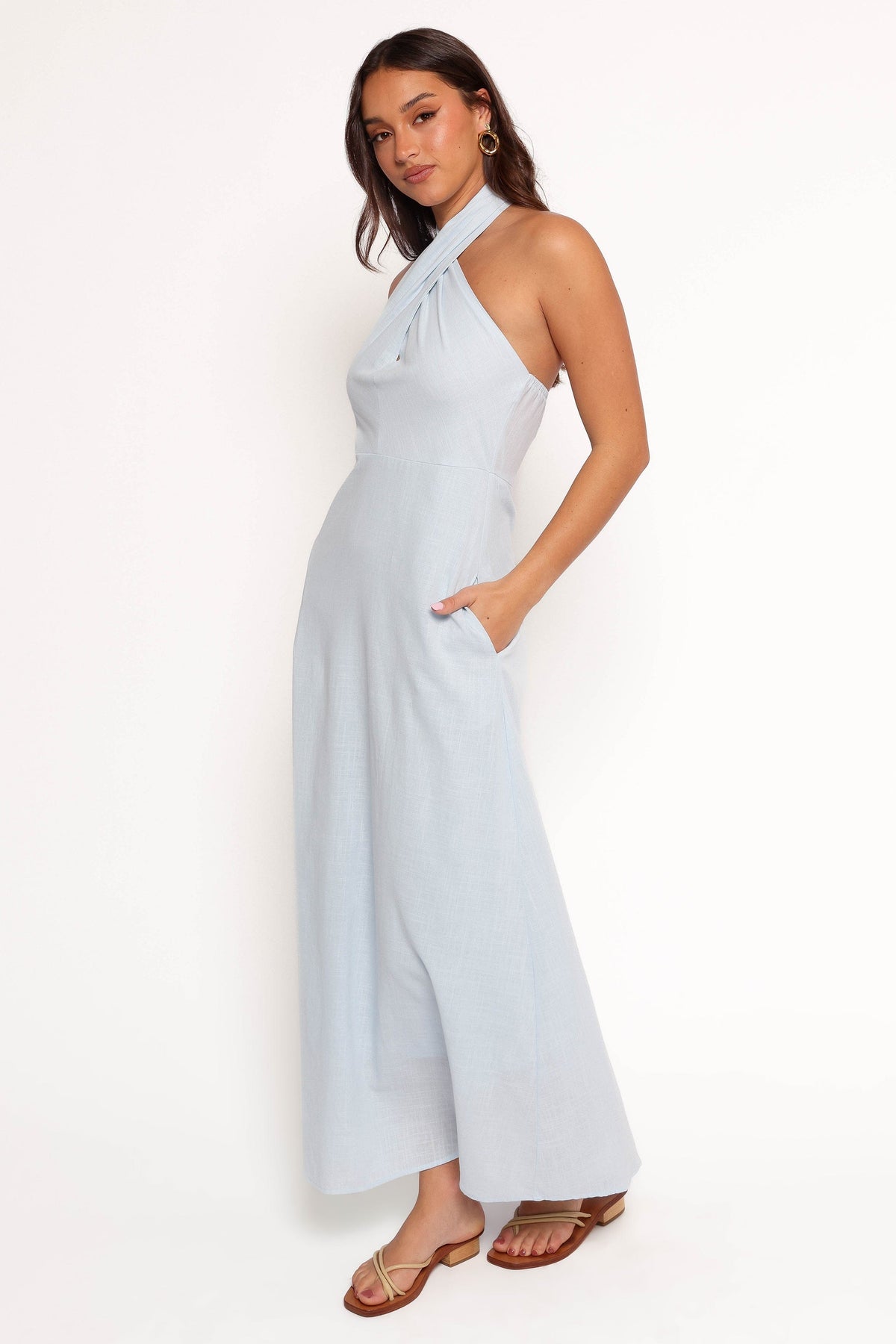 Betsy Halterneck Maxi Dress in Pale Blue – view 6 of 9