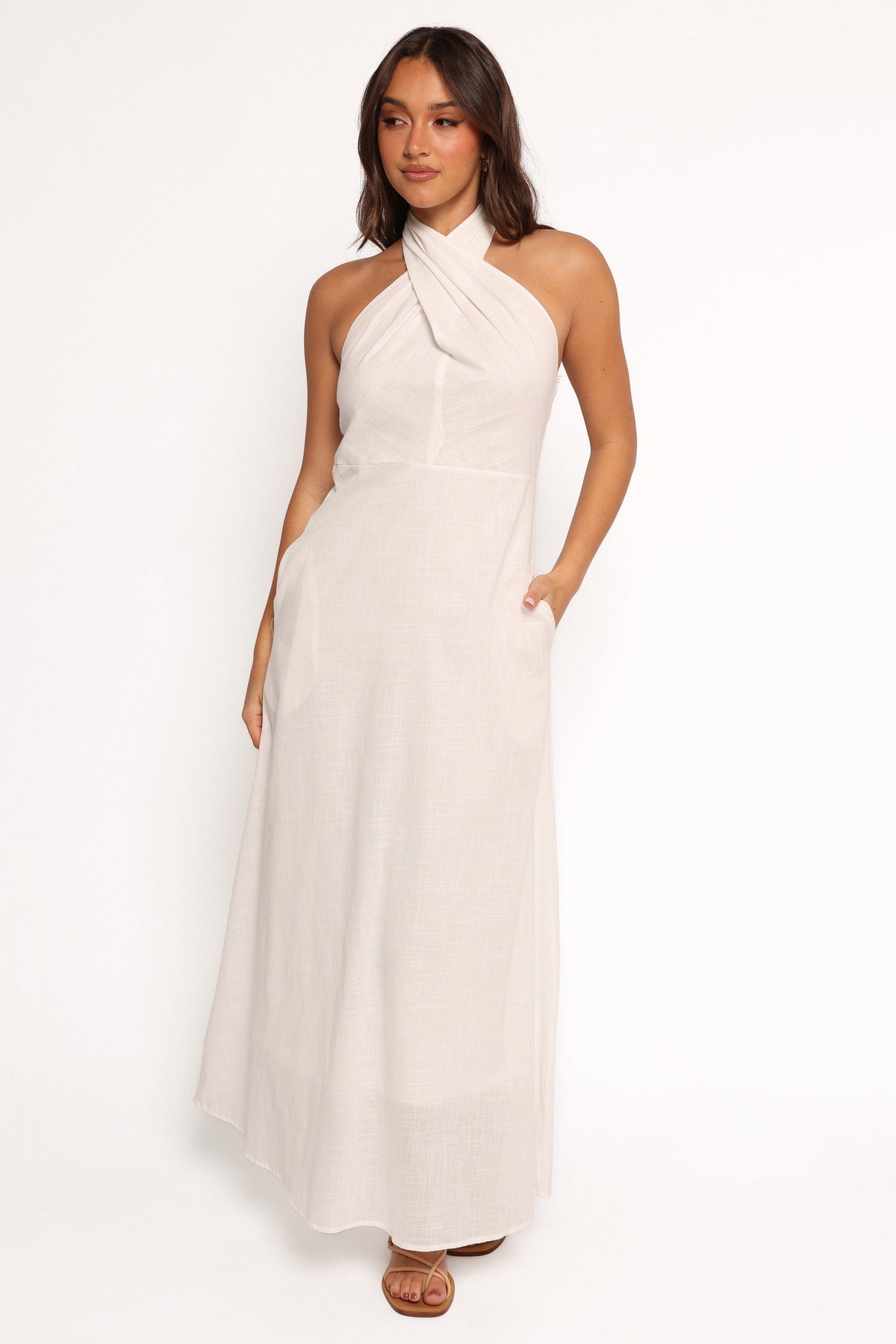 Betsy Halterneck Maxi Dress in White – view 3 of 9
